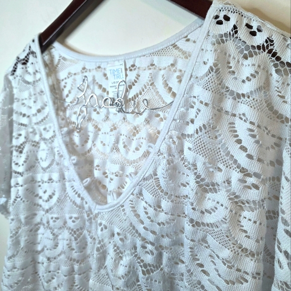 Time And Tru White Lace Swim Coverup Size Large - Picture 4 of 6